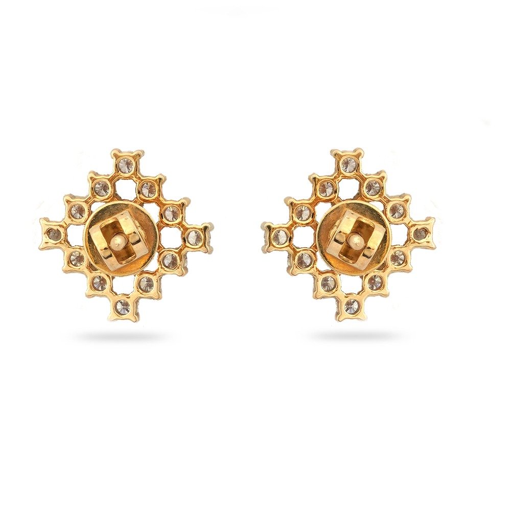 22KT Gold  Elegant Design Diamond Earring 
