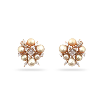 916 Gold Classic Design Diamond Earring  by 