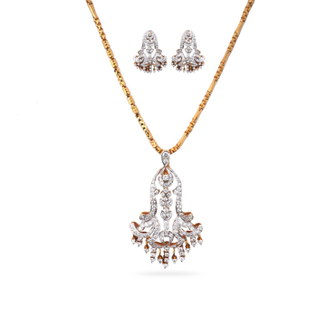 22K Gold Designer Diamond Pendant Set by 
