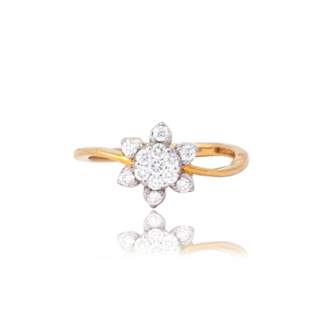 22KT Gold Flower Design Diamond Ring by 