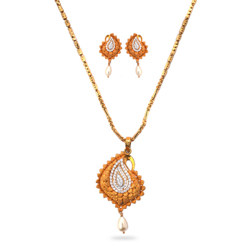 22K Gold Mango Design Pendant Set by 