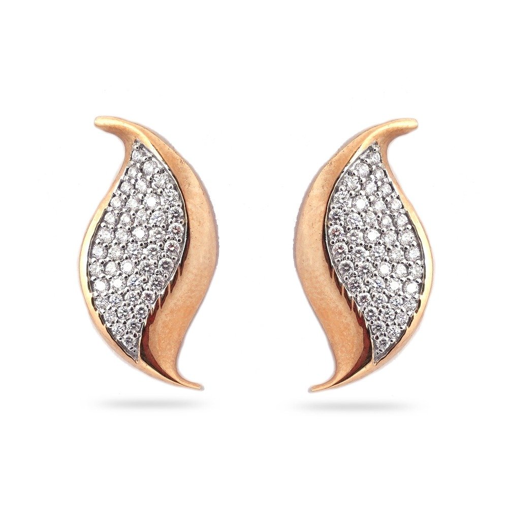 Rose Gold Leaves Design Diamond earring 