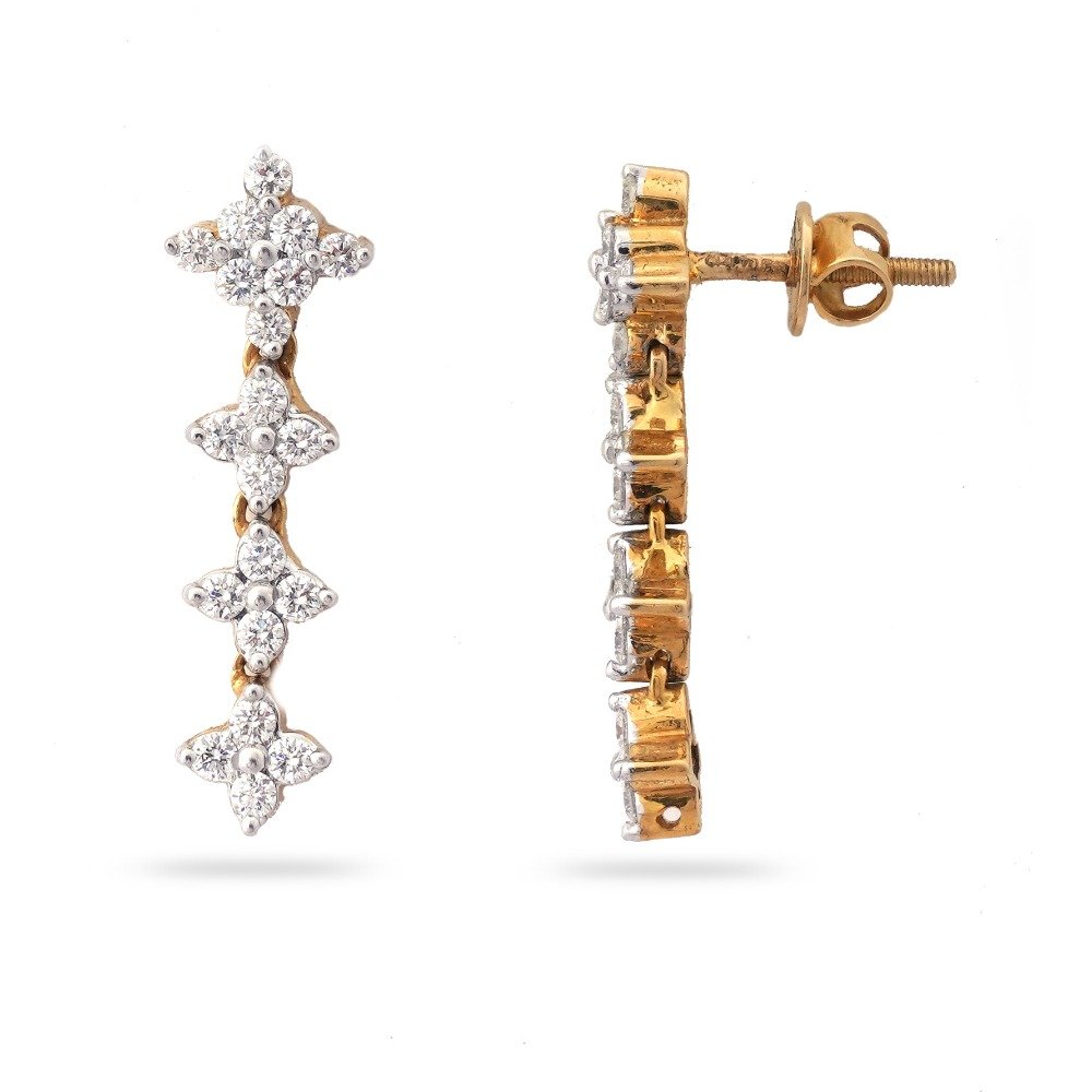 916 Gold Elegant Design Diamond Earring 
