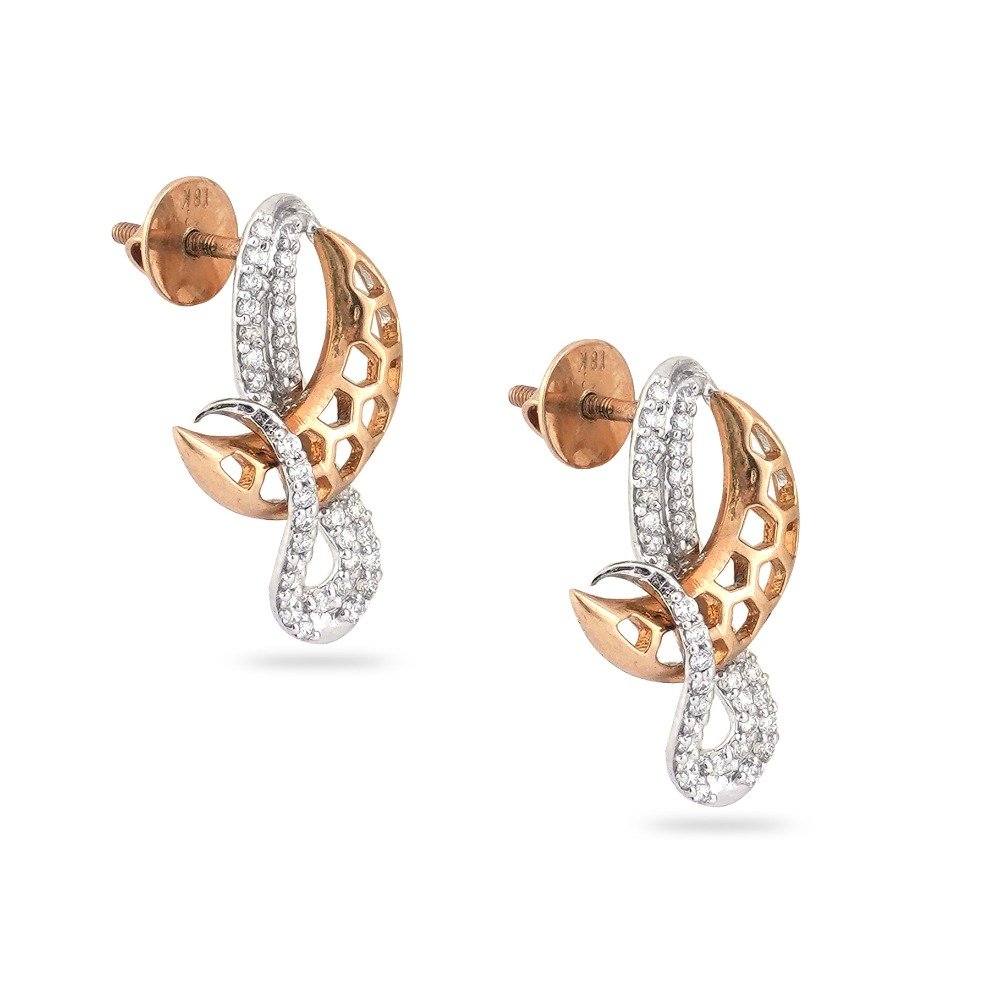 916 Gold New Latest Design Hallmark Diamond earring 