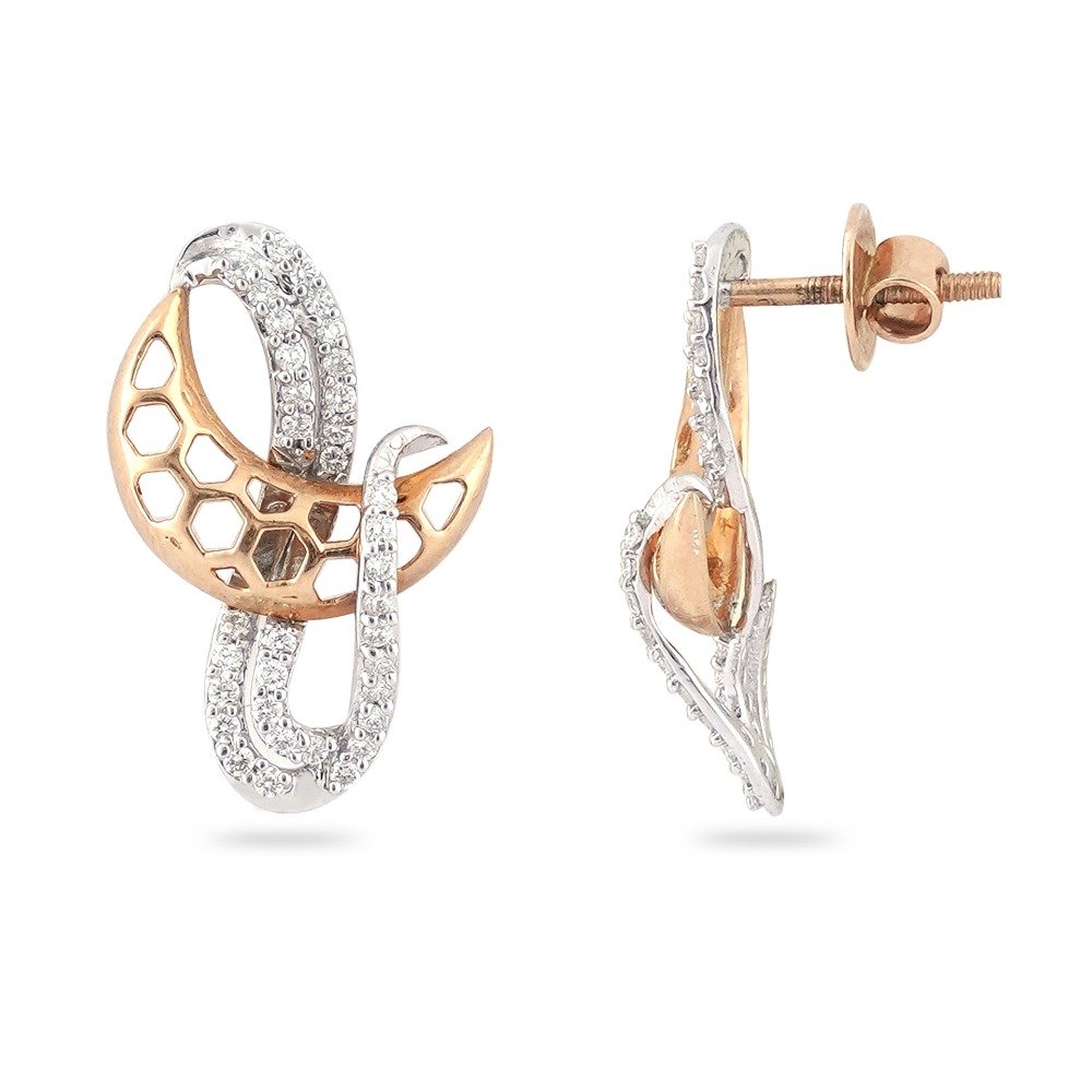 916 Gold New Latest Design Hallmark Diamond earring 