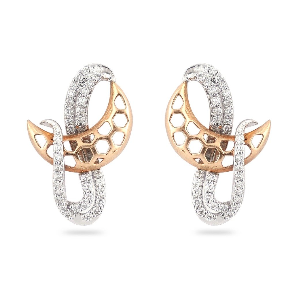 916 Gold New Latest Design Hallmark Diamond earring 