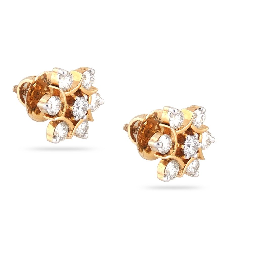 22KT Gold Diamond Small Design Earring 