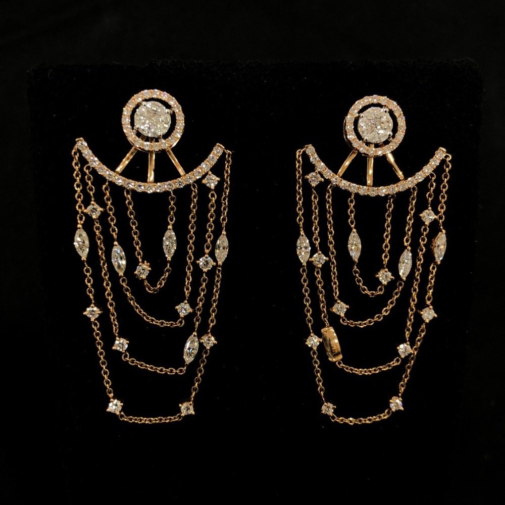 Fancy layered diamond earring