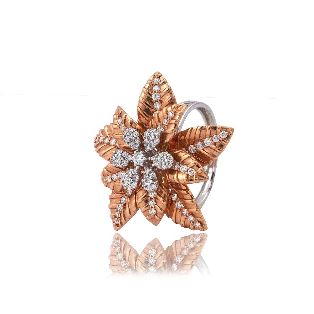 18KT Rose Gold Flower Design ring