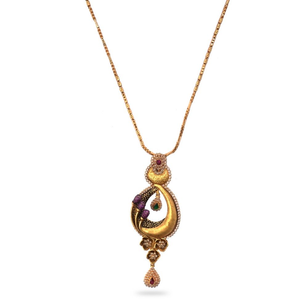 916 Gold Kundan Pendant Set