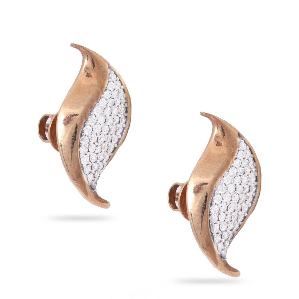 Rose Gold Leaves Design Diamond earring 