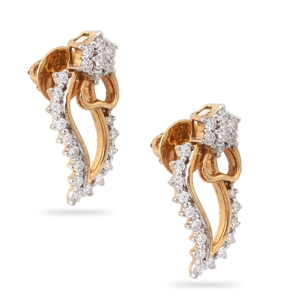 22KT Gold Heart Design Diamond Earring 