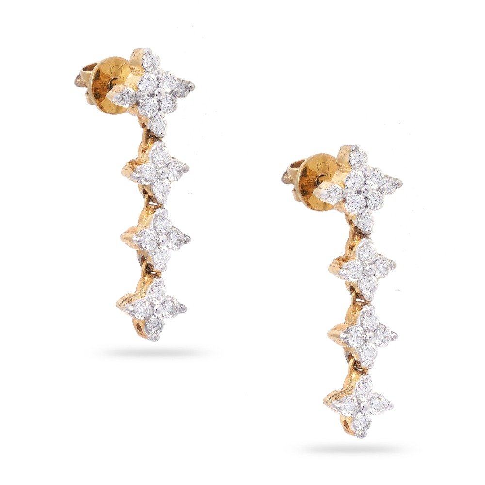 916 Gold Elegant Design Diamond Earring 