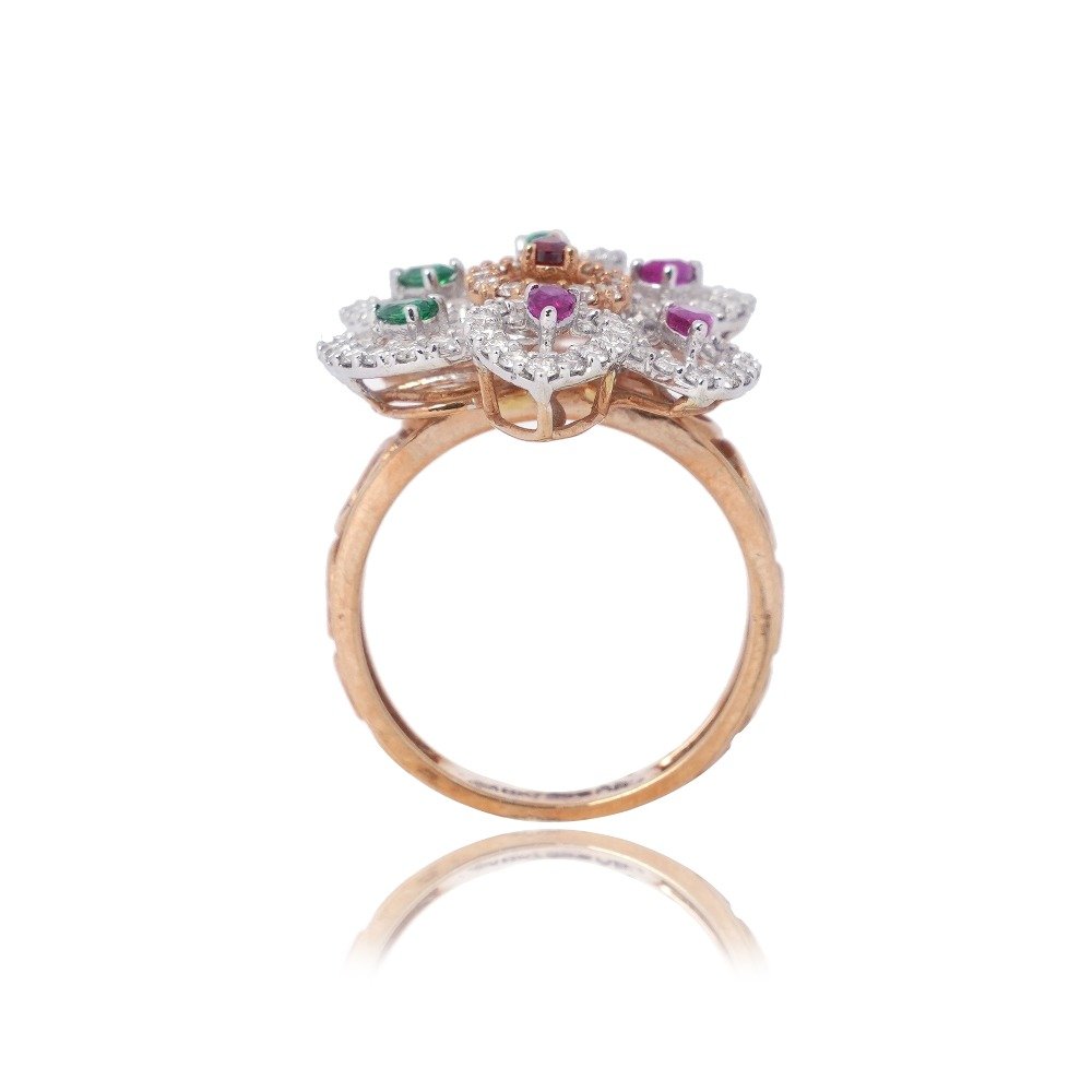 22K Gold Colorful Stone Ring For Women