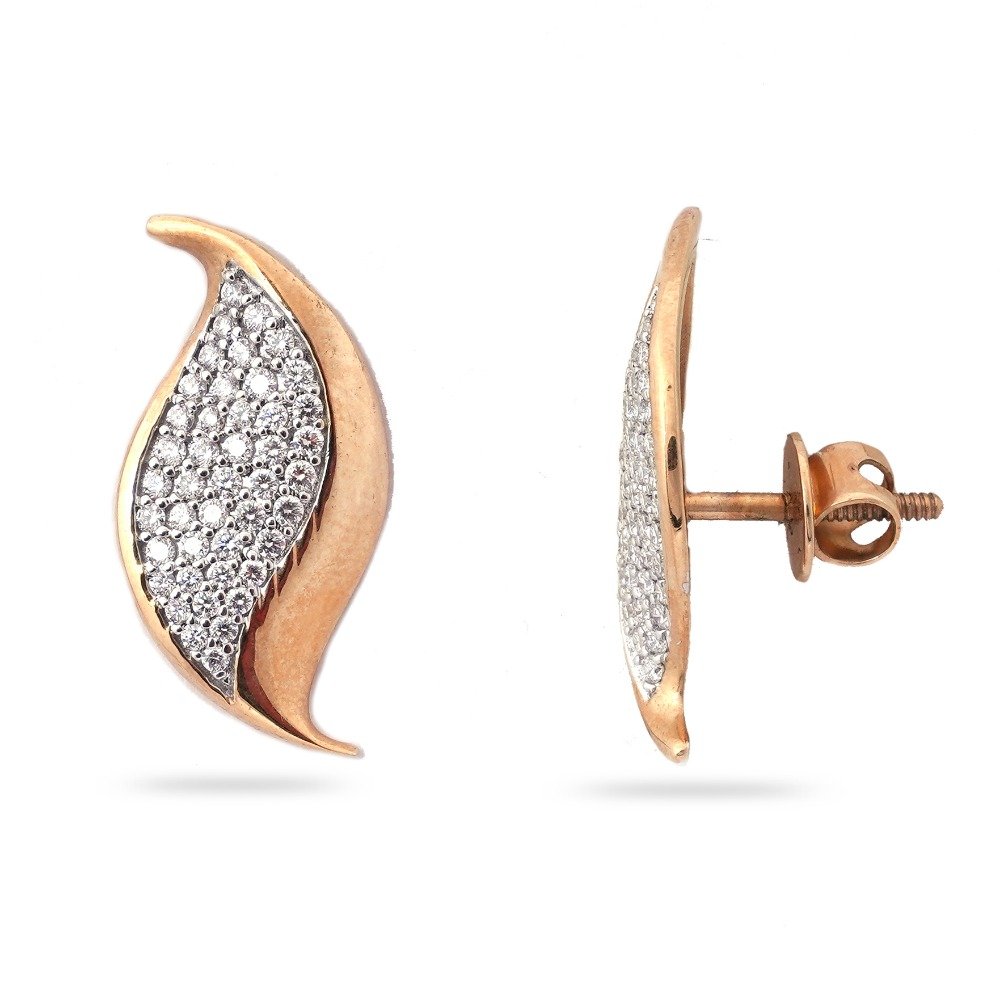 Rose Gold Leaves Design Diamond earring 