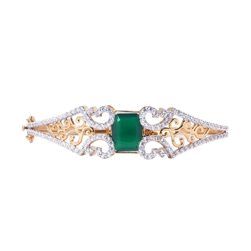 22K Gold Green Stone Bracelet