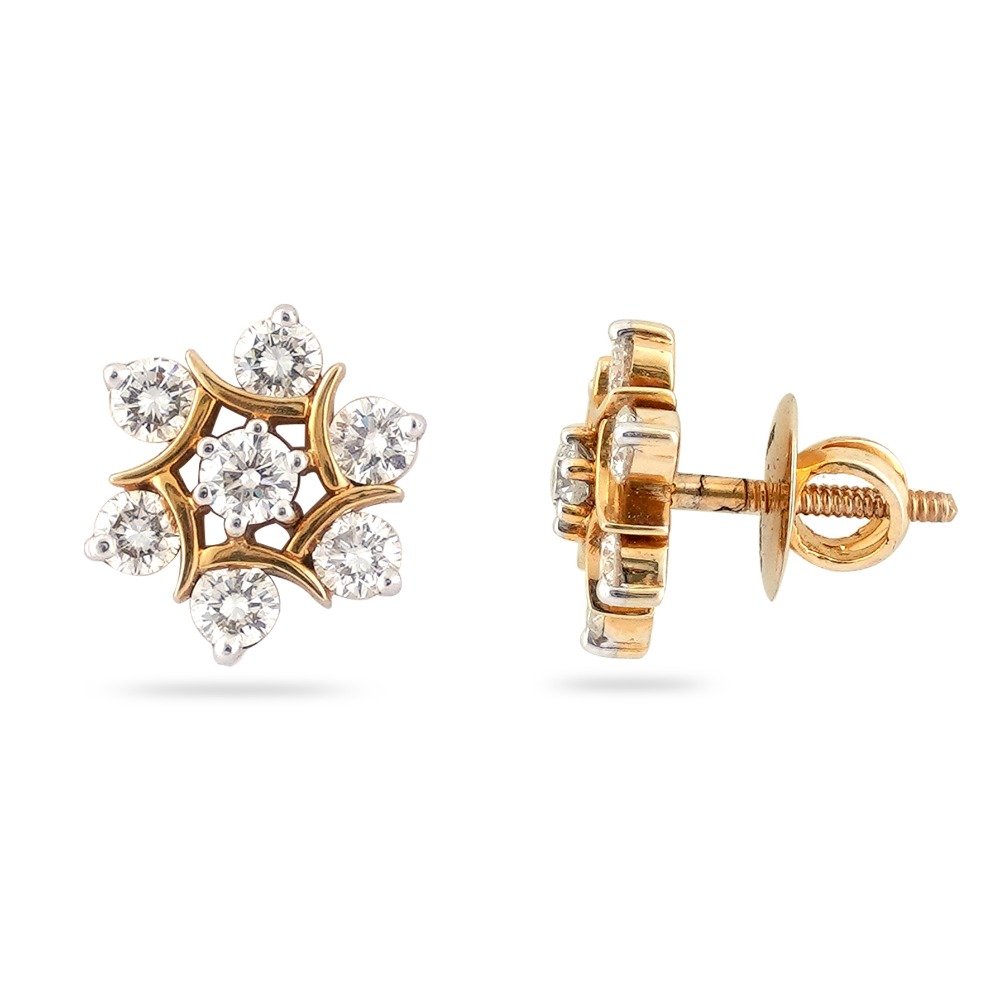 22KT Gold Diamond Small Design Earring 