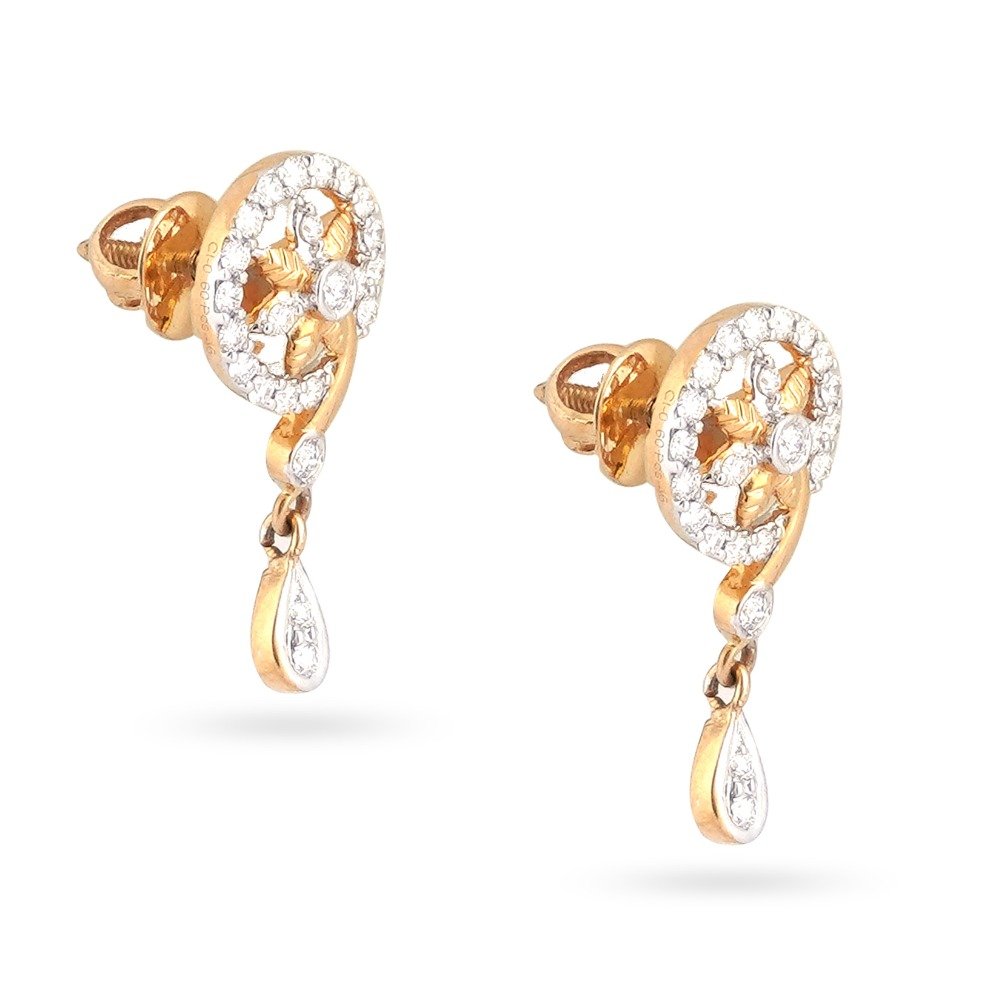 916 Gold Unique Hallmark Design Gold Earring  