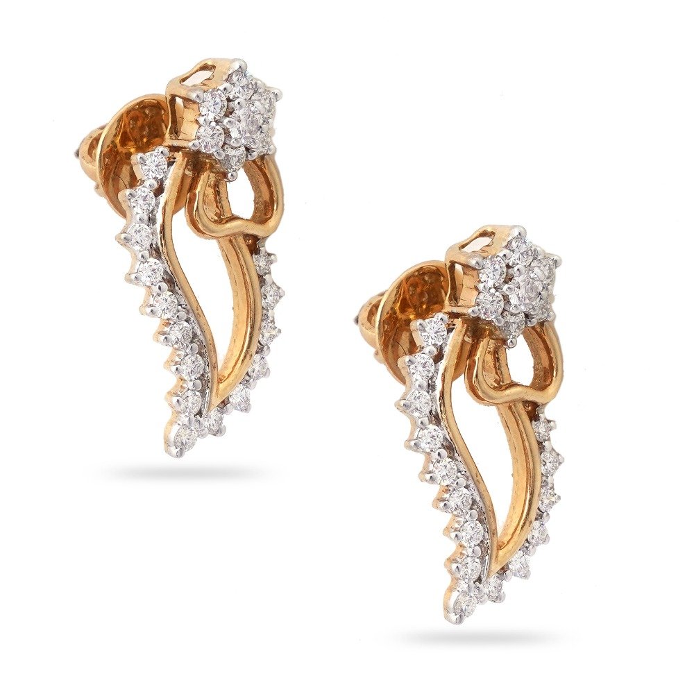 22KT Gold Heart Design Diamond Earring 