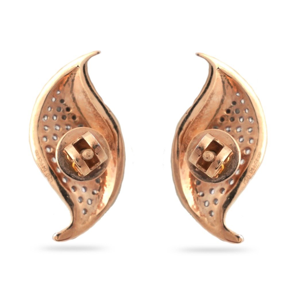 Rose Gold Leaves Design Diamond earring 